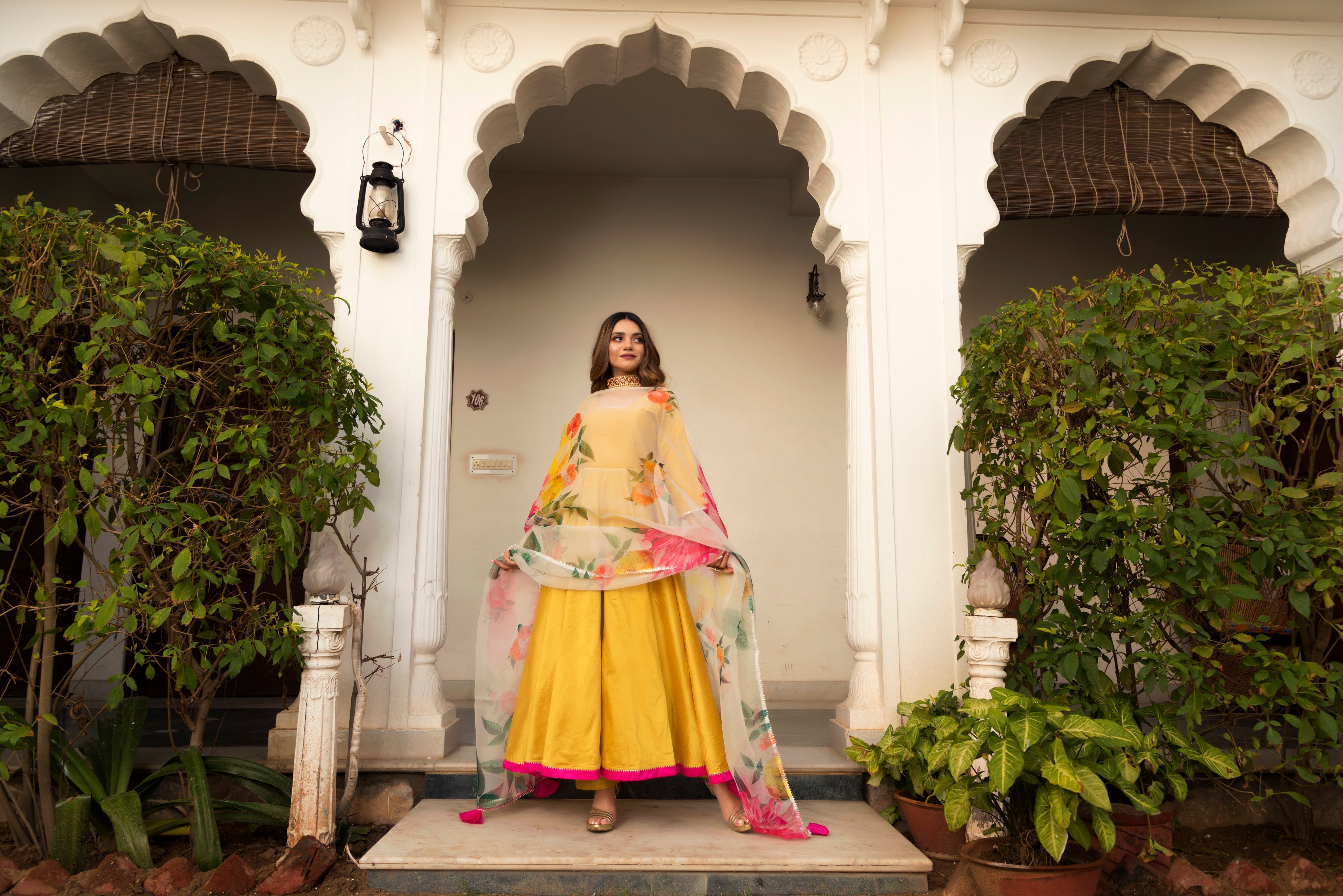 Women's Sunflower Cotton Silk Yellow Anarkal