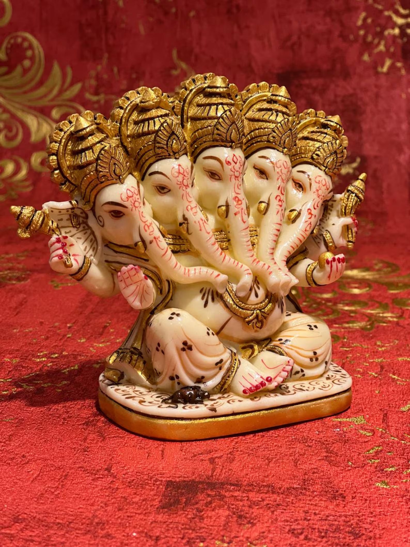 5" Panchmukhi Ganesh Idol - Divine Five-Faced Lord Ganesha