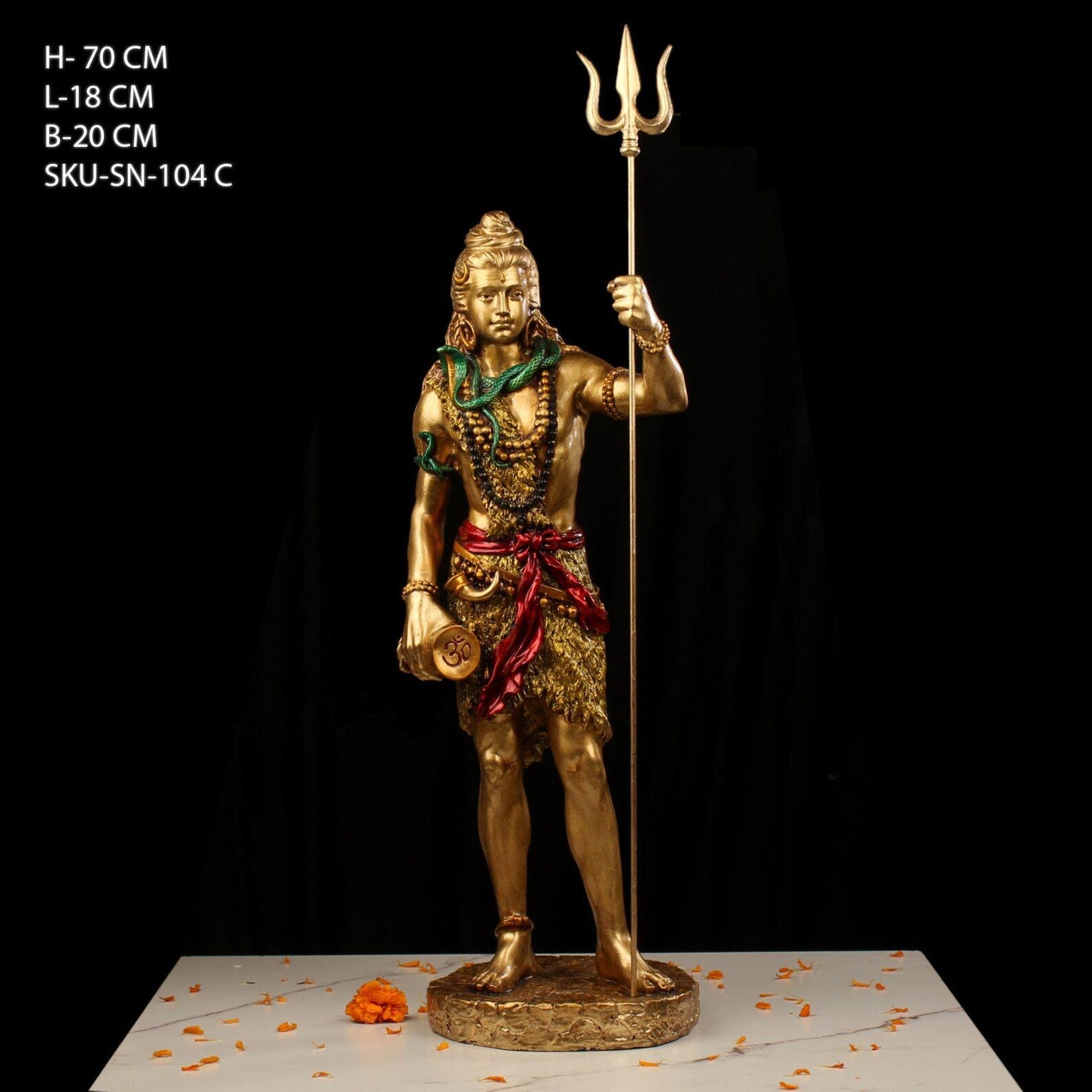 18 Inch Resin Shiva in Copper Painting