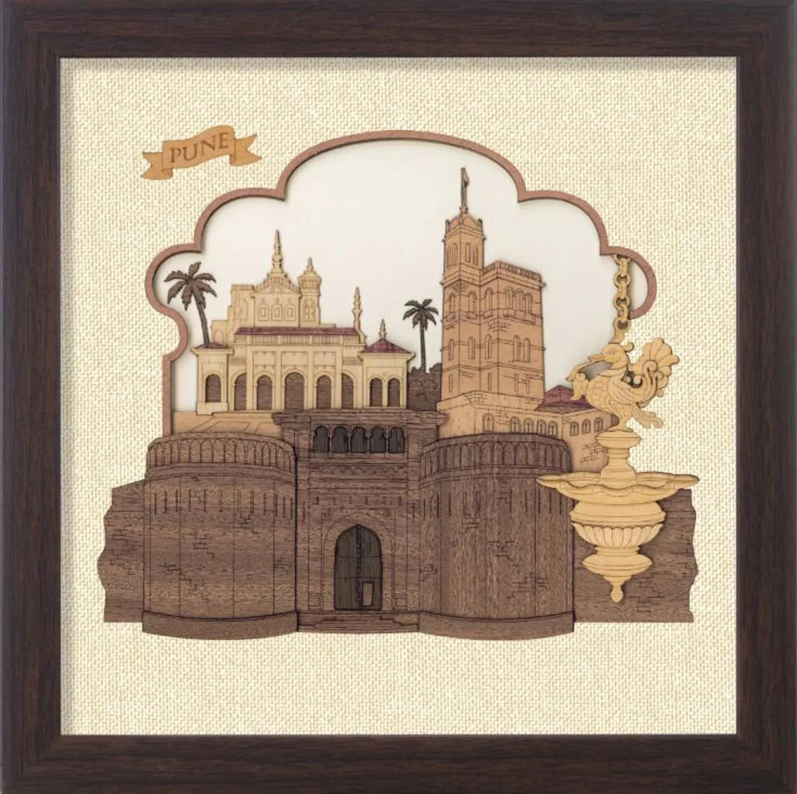Pune Monuments Wood Art Frame – 10 x 10 Inches
