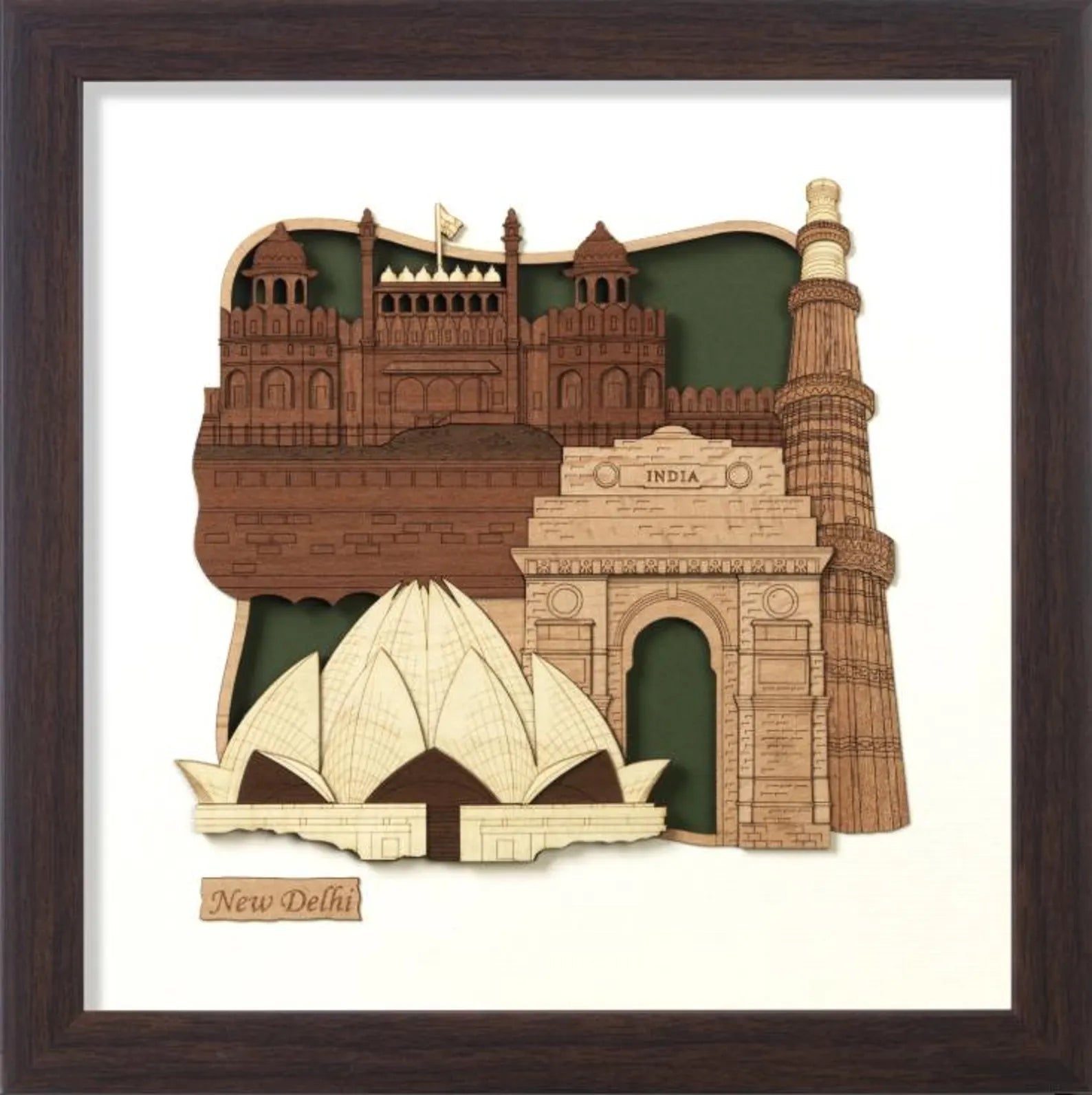 Delhi Monument Wood Art Frame – 10 x 10 Inches