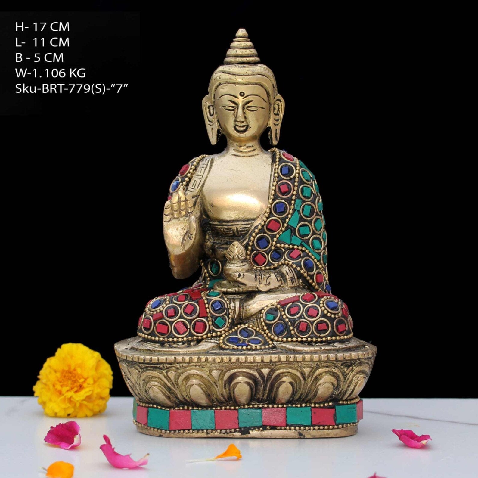 Brass Buddha Stone Work Idol