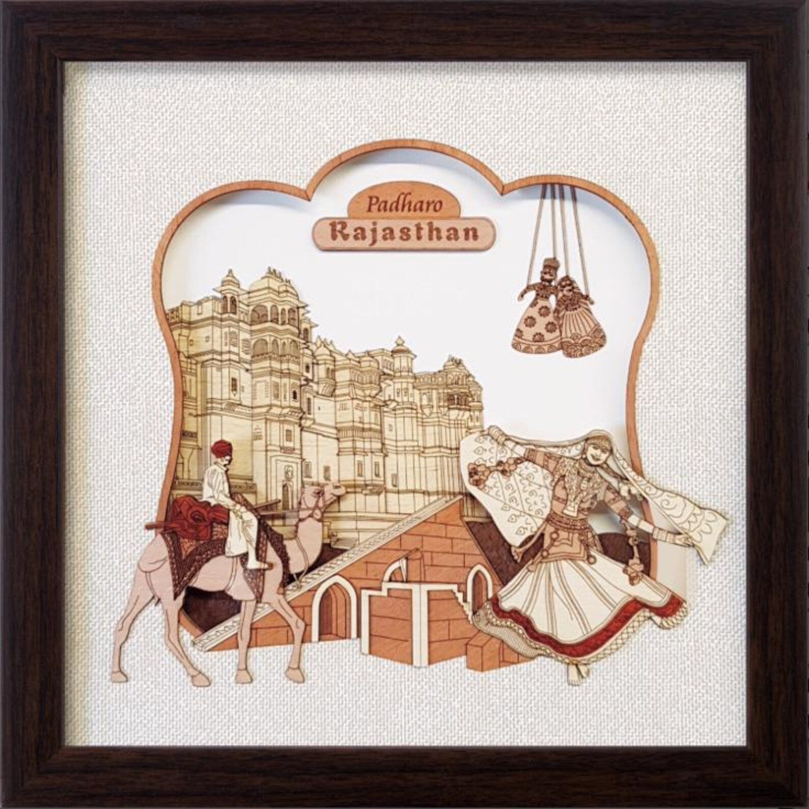 Padharo Rajasthan Wood Art Frame – 10 x 10 Inches