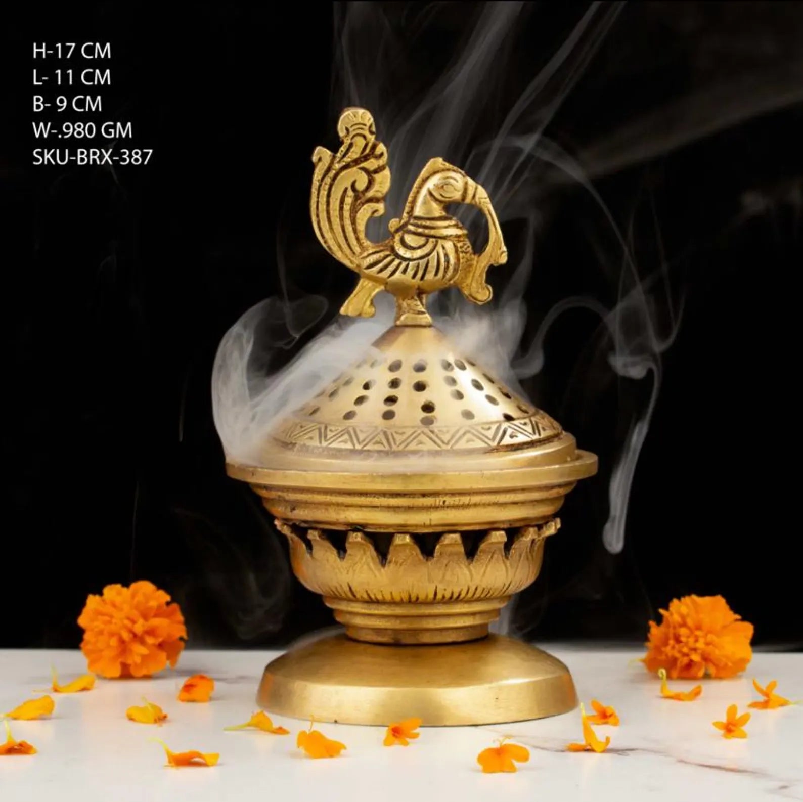 7 Inch Brass Dhoop Dhani with Bird Motif