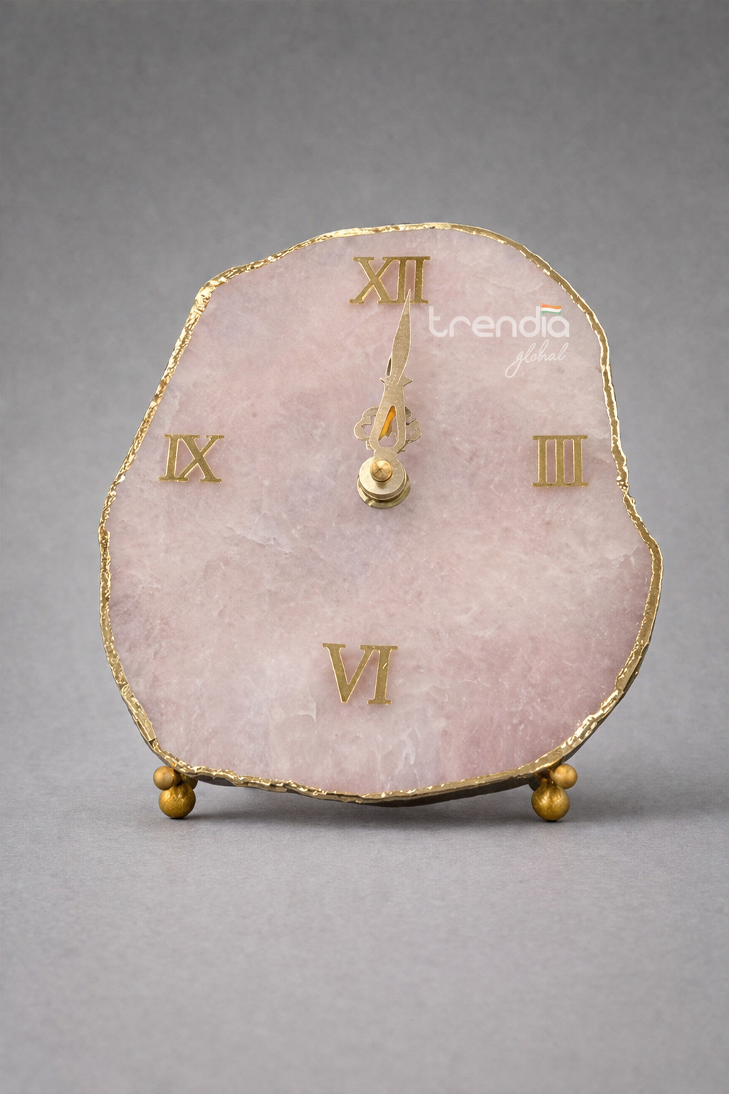 Rose Quartz Stone Table Clock