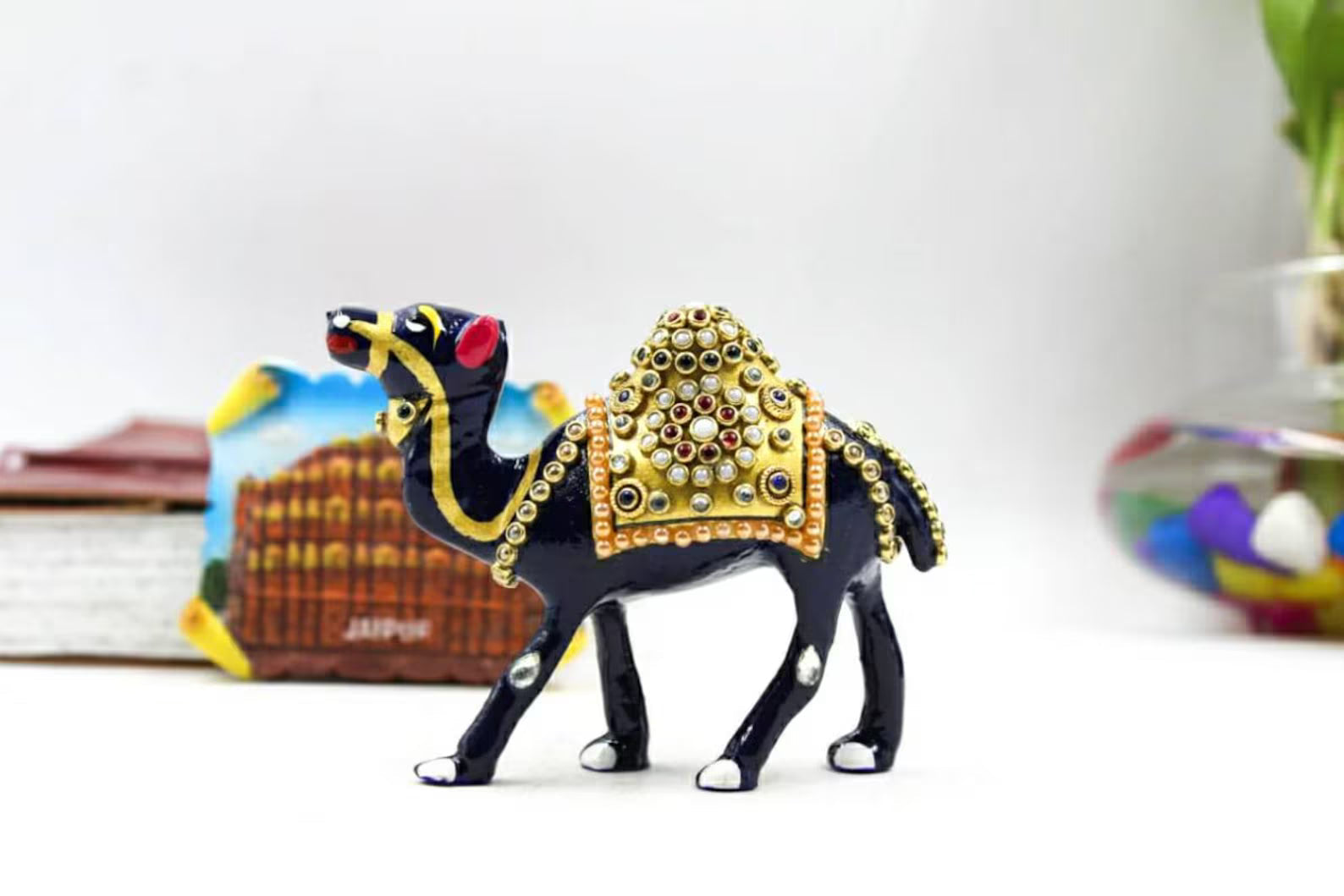 3 Inch Metal Camel Figurine with Jewellery Stone