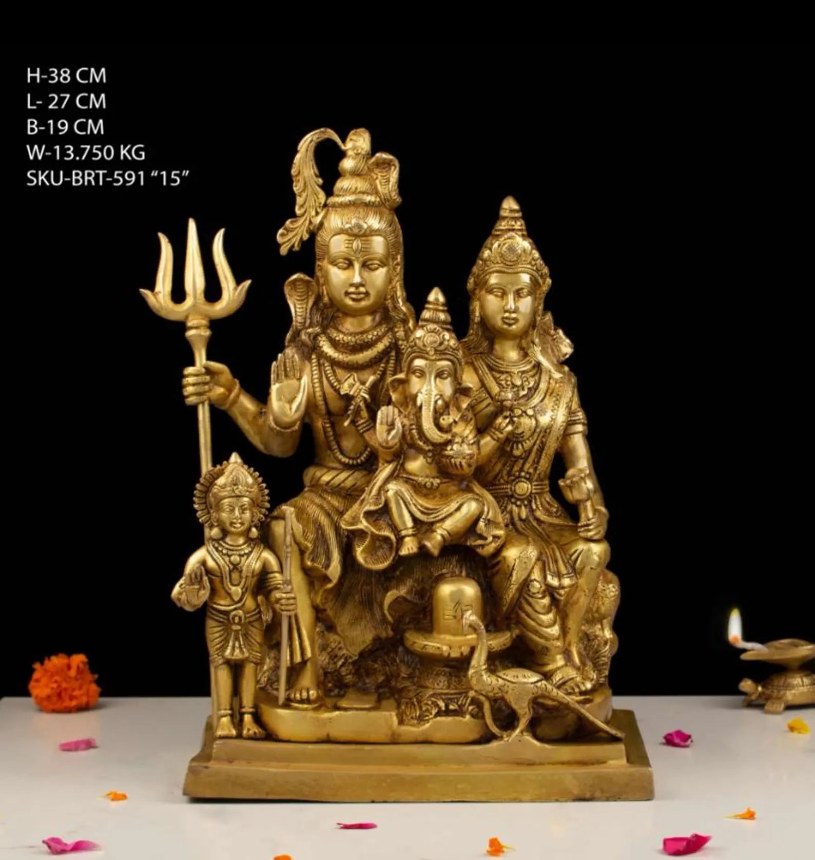 15 Inch Handcrafted Brass Shiv Parivar Idol