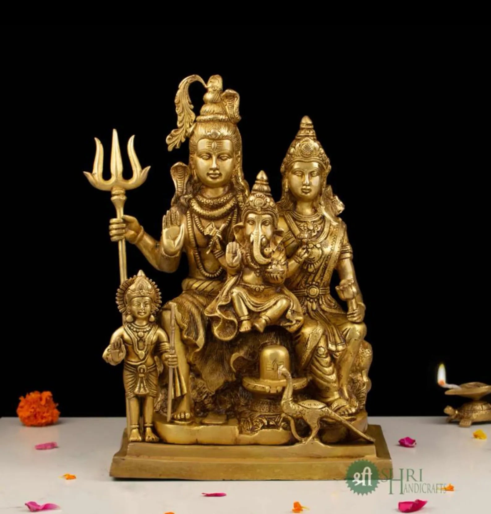 15 Inch Handcrafted Brass Shiv Parivar Idol